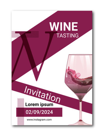 Wine Party Invitation Poster Vector. Winery Flyer, Brochure, Booklet, Magazine Cover Template.のイラスト素材