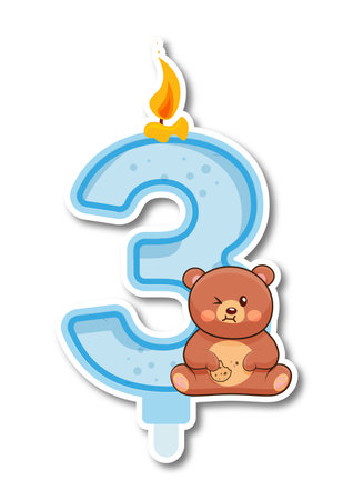 Cute teddy bear sitting on the question mark and holding a candleのイラスト素材