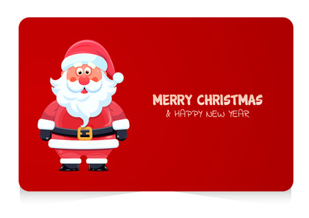 Merry Christmas and Happy New Year greeting card with Santa Claus. Vector illustrationのイラスト素材