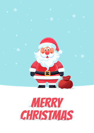 Merry Christmas and Happy New Year greeting card with Santa Claus. Vector illustrationのイラスト素材