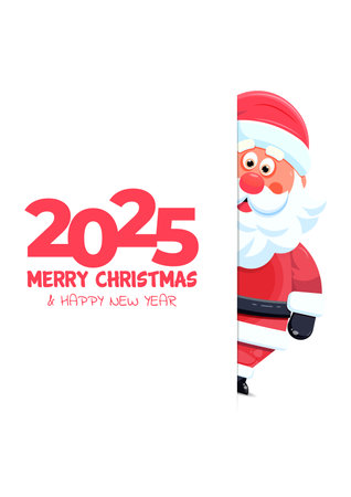 Merry Christmas and Happy New Year greeting card with Santa Claus. Vector illustrationのイラスト素材
