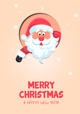 Merry Christmas and Happy New Year greeting card with Santa Claus.のイラスト素材