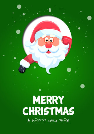 Merry Christmas and Happy New Year greeting card with Santa Claus.のイラスト素材