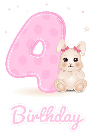 Baby Shower Card with Rabbit and letter Q. Vector illustration.のイラスト素材