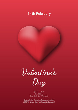 Valentines day background with red heart. Vector Illustration.のイラスト素材