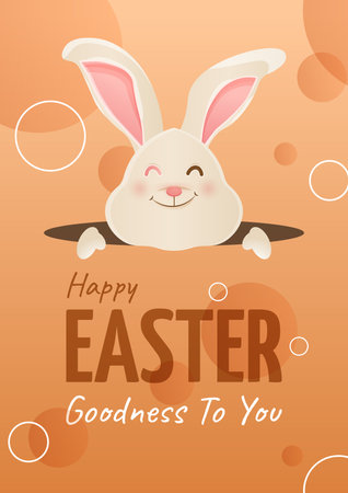 Happy Easter greeting card with cute bunny. Vector illustration for your designのイラスト素材