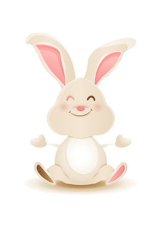 Cute cartoon bunny on a white background. Vector illustration. Eps 10.のイラスト素材