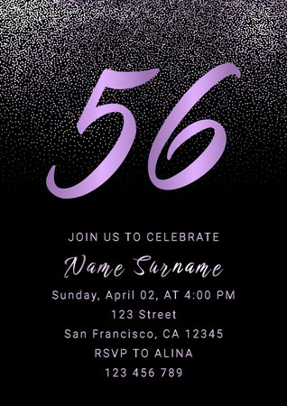 Wedding Invitation Card. 56 Years Anniversary Celebration. Vector Illustration.のイラスト素材