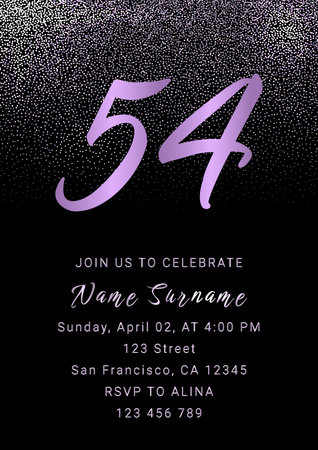 Fifty four years anniversary celebration card template. 54th anniversary invitation.のイラスト素材