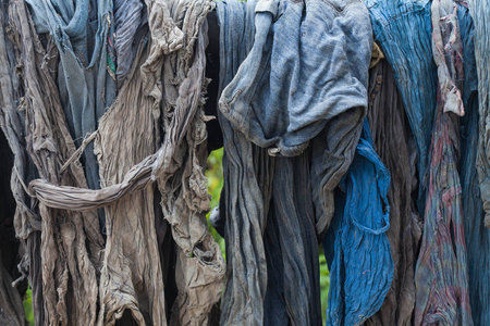 dirth cloth dry in the sunの写真素材