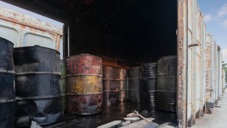 200 Lite small oil tank inside old bogieの写真素材