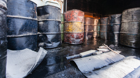 200 Lite small oil tank inside old bogieの写真素材