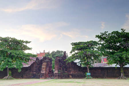 City wall and gates, Phimai historical park, Phimai distric, Thailand, built 11-12 century A.D.のeditorial素材