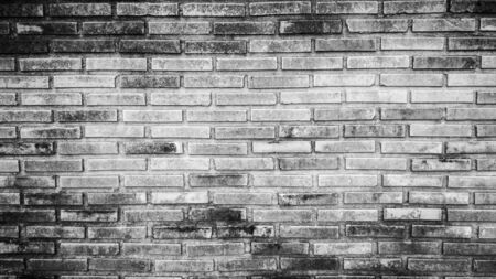 Black and white old brick wallの写真素材