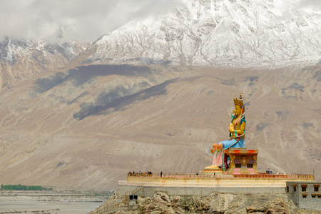 future buddha or Maitreya Buddha 28th at Diskit gompa, Diskit village, India, 1420の写真素材