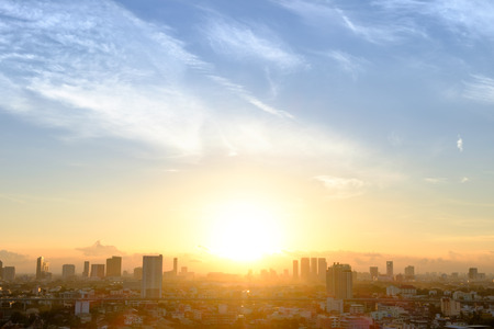 art of sky and Morning time view of Bangkok Thailandの写真素材