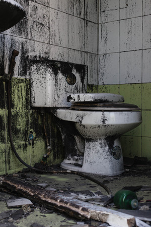 dirty bathroom after burnの写真素材