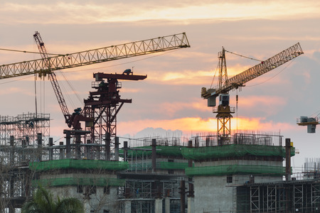 evening time of construction siteの写真素材