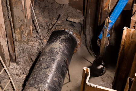 Water pipe 800 mm diameter PN10  broken at flange pipe, stubend