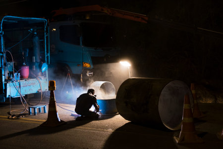 water pipe weldingの写真素材