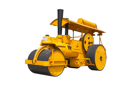 old steamroller, heavy machine, 1953の写真素材