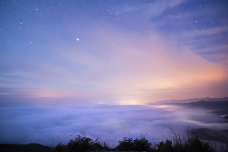 evening time view at Gunung Silipat, Betong, thailandの写真素材