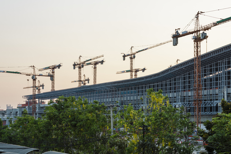 Construction site of Bangsue grand station Bangkok metropolitan  ,largest railway station in Southeast Asia and  600 metre long platforms, Thailandのeditorial素材