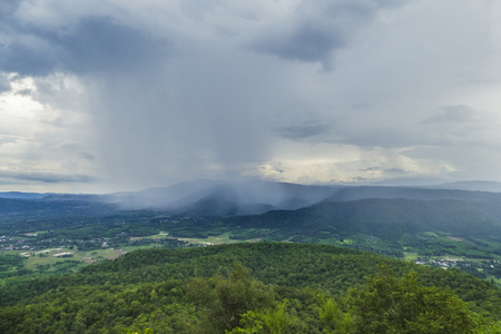 raining over mountainの写真素材
