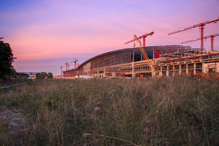Construction site of Bangsue grand station Bangkok metropolitan  ,largest railway station in Southeast Asia and  600 metre long platforms, Thailandのeditorial素材
