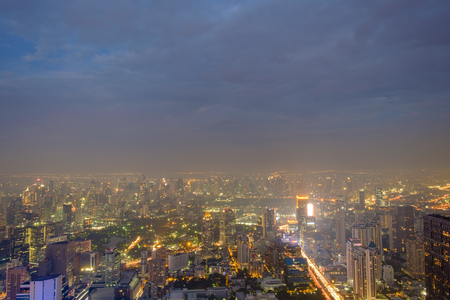 Night time view over Bangkok, Thailandの写真素材