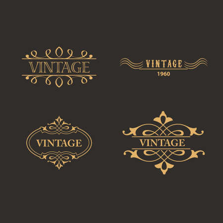 set of luxury frame vintage design vector goldのイラスト素材