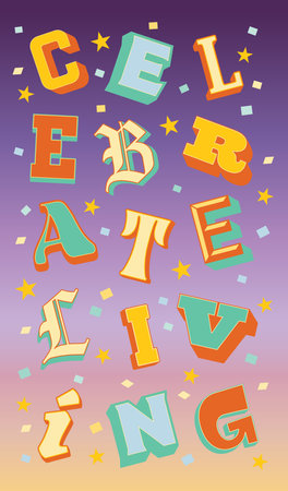 celebrate living typographyのイラスト素材