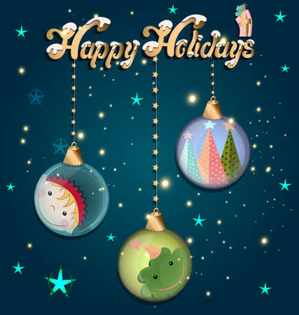 happy holidaysのイラスト素材