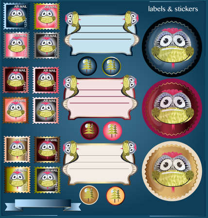 school label collectionのイラスト素材