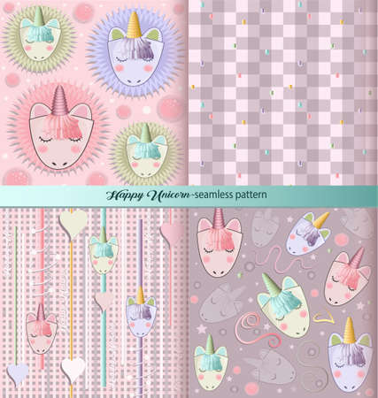 unicorn seamless patternのイラスト素材