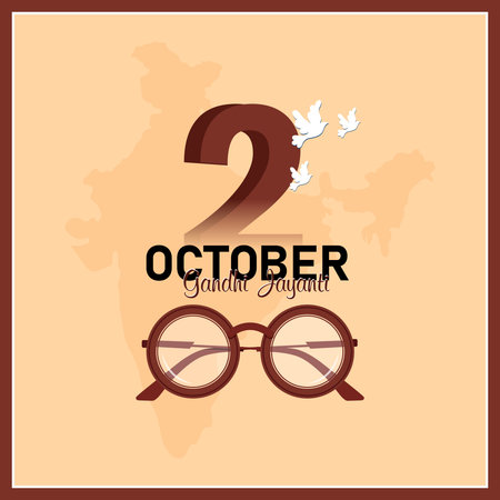 glasses design over beige  background vector illustration Gandhi Jayantiのイラスト素材