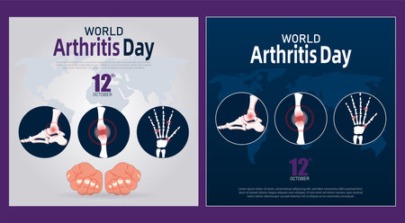 World arthritis day poster with human bones and joints. Vector illustration.のイラスト素材
