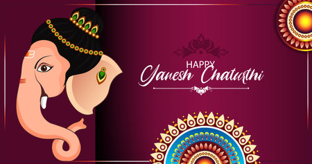 Happy Ganesh Chaturthi festival of India background vector illustrationのイラスト素材