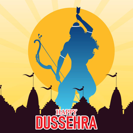 Happy Dussehra festival of India greeting background vector illustration graphic designのイラスト素材