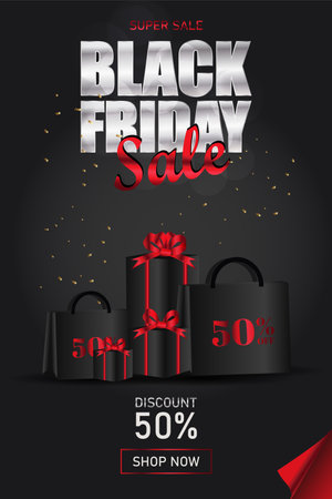 Black Friday sale banner design template. Black Friday sale poster. Vector illustrationのイラスト素材