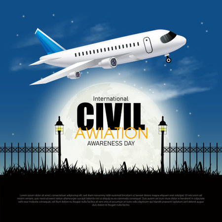 Travel background with airplane and moon. Vector illustration. Eps 10.のイラスト素材