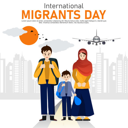 International Migration Day is a global observance that highlights the contributions of migrants, recognizes the challenges they face, and promotes safe and orderly migration.のイラスト素材