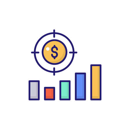 Sales Target vector flat outline fill icon style illustration.の写真素材