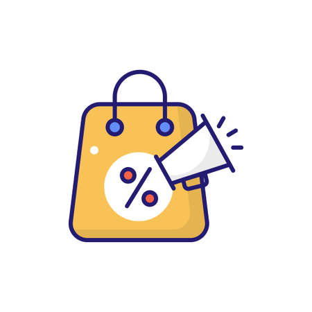 Shopping Offer vector flat outline fill icon style illustration. EPS 10の写真素材