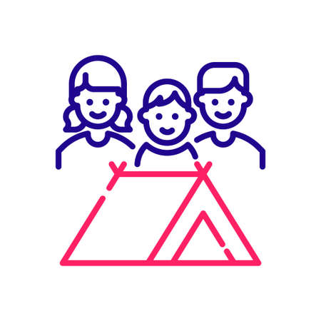 Family Camp vector 2 colours icon style illustration.のイラスト素材