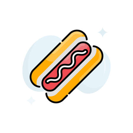 Hot dog vector outline filled icon style illustration. EPS 10 fileのイラスト素材