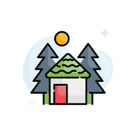 Hut vector outline filled icon style illustration.のイラスト素材
