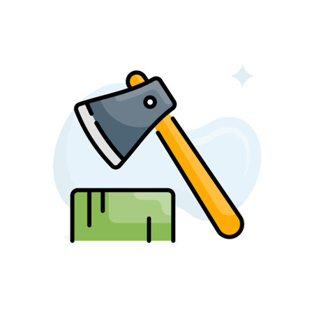 Axe vector outline filled icon style illustration.のイラスト素材