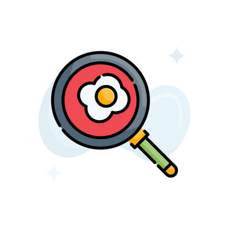 Frying pan vector outline filled icon style illustration.のイラスト素材