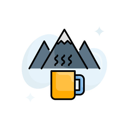 Camping mug vector outline filled icon style illustration. EPS 10 fileのイラスト素材